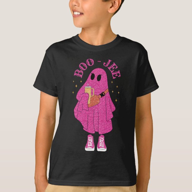 Spooky Season Pink Ghost Halloween Costume Boujee  T-Shirt (Front)