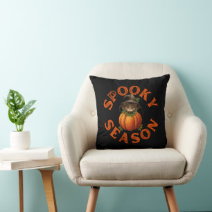 Spooky Season Pumpkin Cat Cushion