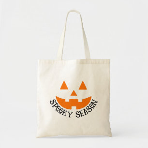 Spooky Season Pumpkin Face Cute Halloween Tote Bag