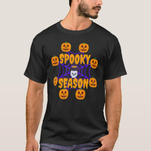 Spooky Season Pumpkin Spider Web Fall Halloween Th T-Shirt