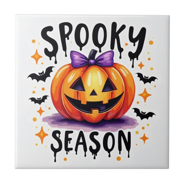 Spooky Season Pumpkin  Tile (Front)