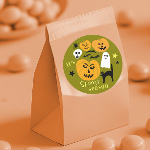 Spooky Season Pumpkins Ghost Bat HAPPY HALLOWEEN Classic Round Sticker