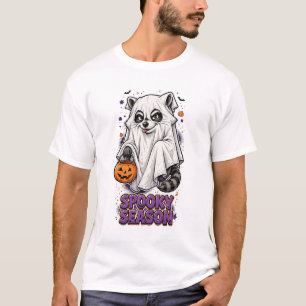 Spooky Season Racoon Ghost Halloween T-Shirt