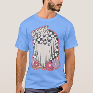 Spooky Season Retro Halloween Floral Ghost Cute Gr T-Shirt