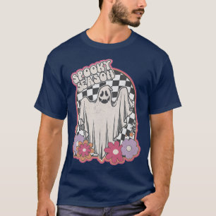 Spooky Season Retro Halloween Floral Ghost Cute Gr T-Shirt