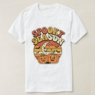 Spooky Season Retro Halloween Pumpkins & Moon  T-Shirt