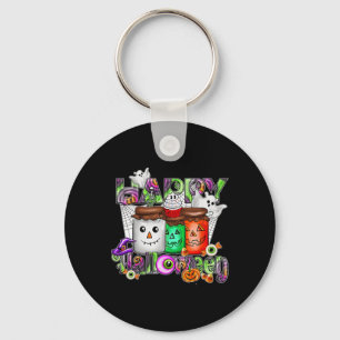Spooky Season Retro Happy Halloween Ghost Women To Key Ring