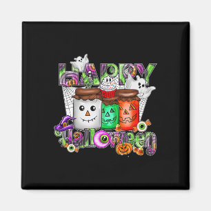 Spooky Season Retro Happy Halloween Ghost Women To Magnet