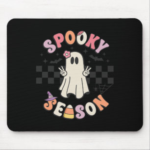 Spooky Season Retro Happy Halloween Ghost Women To Mouse Pad