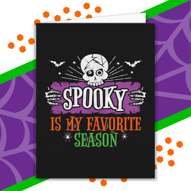 Spooky Season Scary Skeleton Bats Happy Halloween Card (Creator Uploaded)