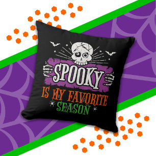 Spooky Season Scary Skeleton Bats Happy Halloween Cushion