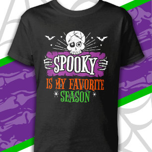 Spooky Season Scary Skeleton Bats Happy Halloween T-Shirt