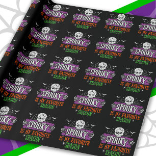 Spooky Season Scary Skeleton Bats Happy Halloween Wrapping Paper