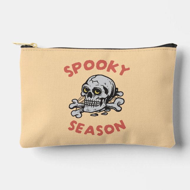 Spooky Season Scary Skull Halloween  Accessory Pouch (Front)