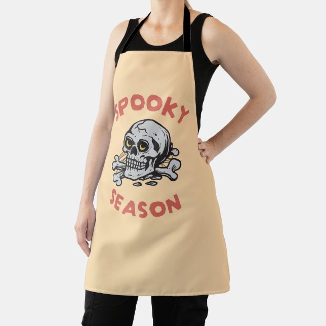 Spooky Season Scary Skull Halloween  Apron (Insitu)