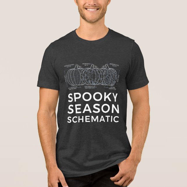 Spooky Season Schematic - Funny Engineer Halloween Tri-Blend Shirt (Front)