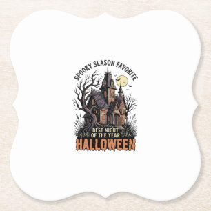 Spooky Season Shirt Haunted Manor Vintage Engravin Paper Coaster