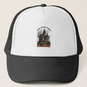 Spooky Season Shirt Haunted Manor Vintage Engravin Trucker Hat