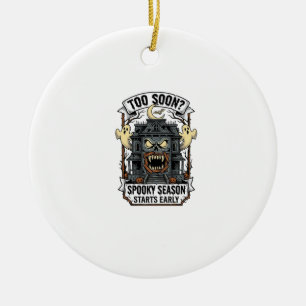 Spooky Season Shirt Vintage Engraving Halloween De Ceramic Tree Decoration