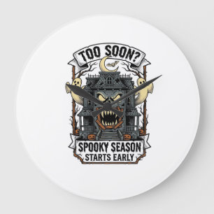 Spooky Season Shirt Vintage Engraving Halloween De Large Clock