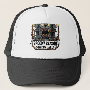 Spooky Season Shirt Vintage Engraving Halloween De Trucker Hat