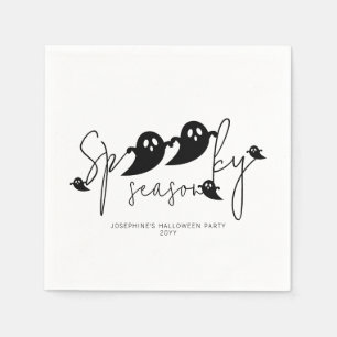 Spooky Season Simple Black Ghosts Modern Halloween Napkin