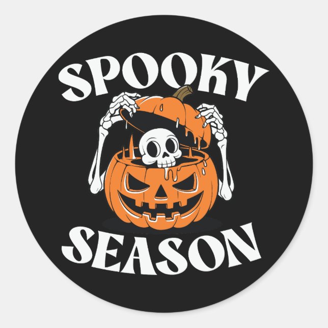 Spooky Season Skeleton Pumpkin Sticker (Front)
