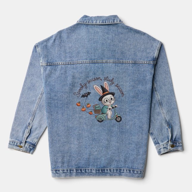 Spooky Season Study Season Nursing Bunny Denim Jacket (Back)