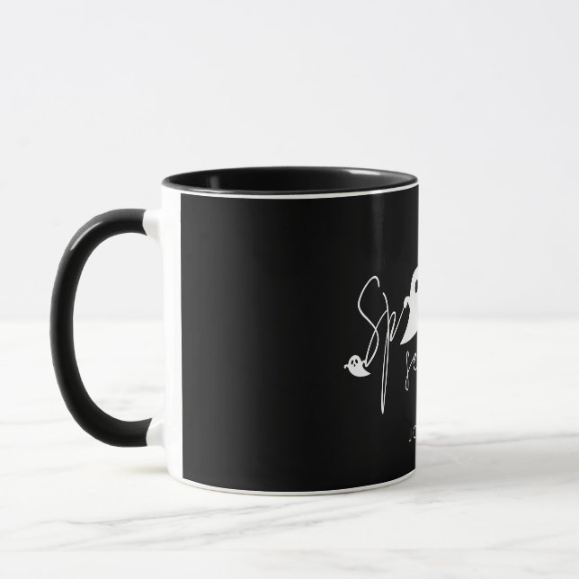 Spooky Season Text And Ghosts With Name Halloween Mug (Left)