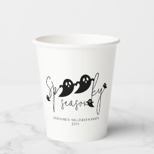 Spooky Season Typography Black Ghosts Halloween Paper Cups