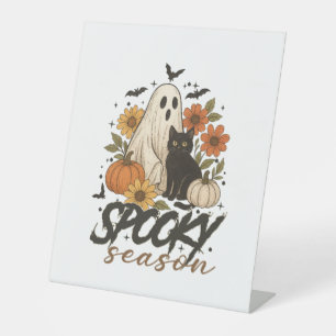 Spooky Season Vibes Ghost Pedestal Sign