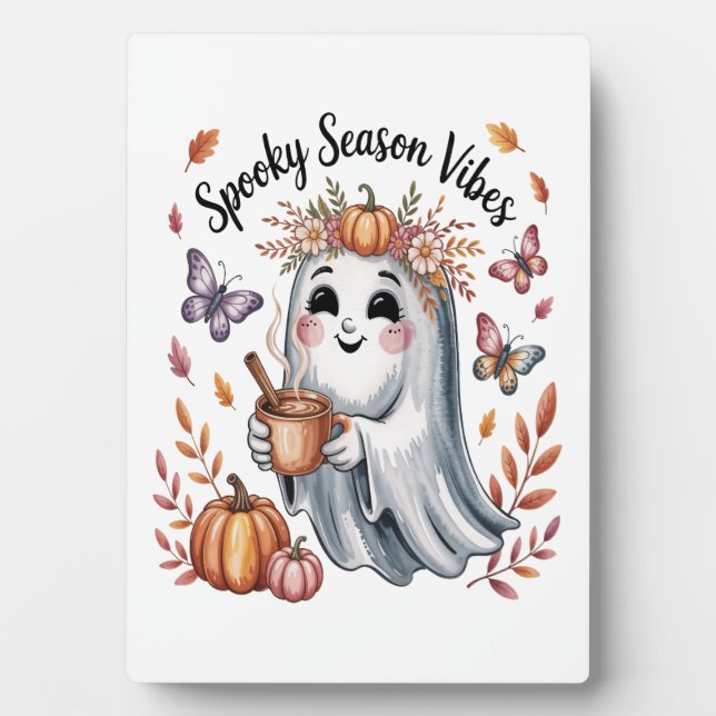 Spooky Season Vibes Ghost Plaque (Front)