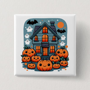 Spooky Season Vibes Halloween Pumpkins Custom 15 Cm Square Badge