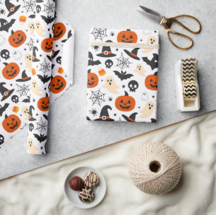 Spooky Seasonal Halloween Pattern Wrapping Paper