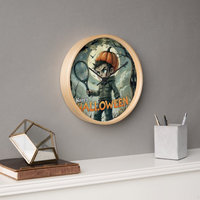 Spooky Serve: Clark Voorhees Tennis Pumpkin  Clock (Office)