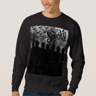 Spooky Shadow Crowd Halloween Flying Bats Graphic Sweatshirt