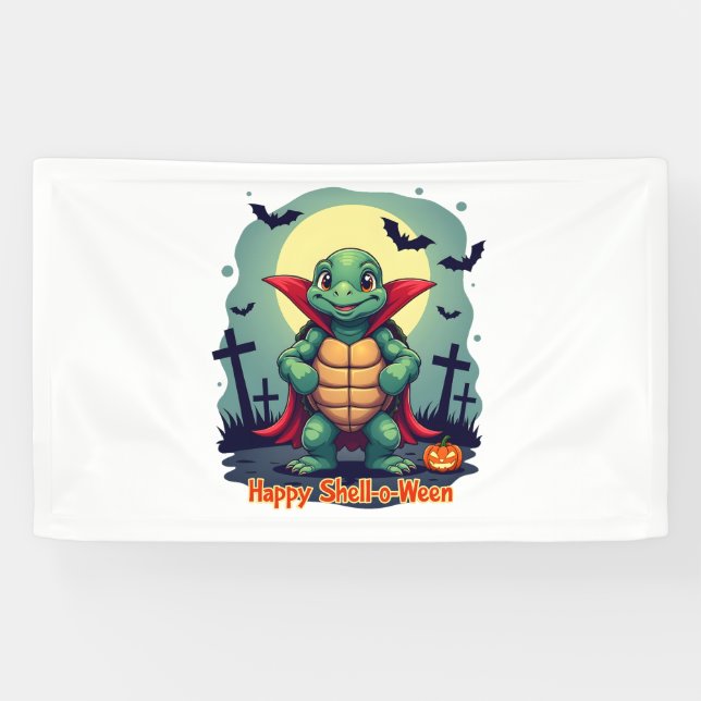 Spooky Shell Surprise Turtle Banner (Horizontal)