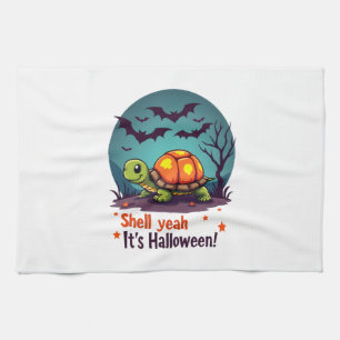 Spooky Shell Surprise Turtle Tea Towel