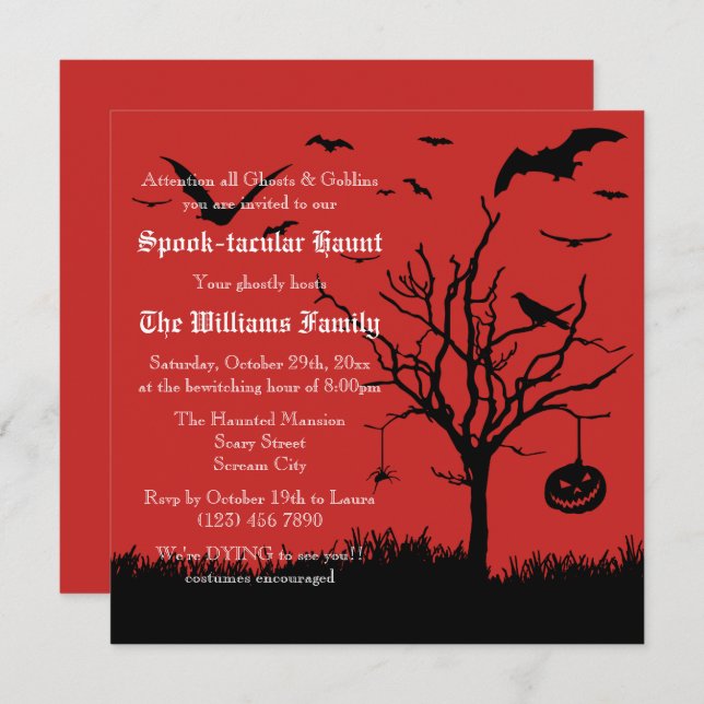 Spooky Silhouettes Halloween Invitation (Front/Back)