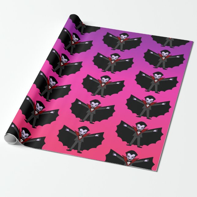 Spooky Silly funny Cartoon Dracula Vampire  Wrapping Paper (Unrolled)