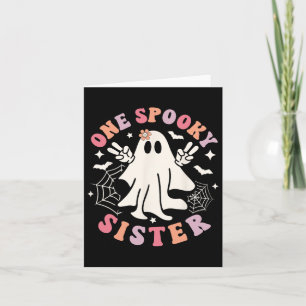 Spooky Sister Ghost Spooky Retro Family Halloween Card
