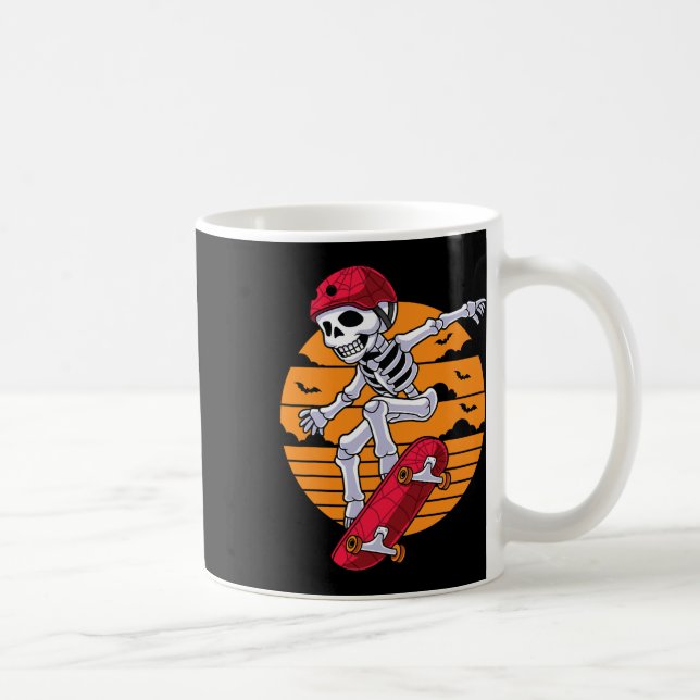 Spooky Skateboarding Skeleton Funny Skater  Coffee Mug (Right)