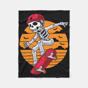 Spooky Skateboarding Skeleton Funny Skater Fleece Blanket