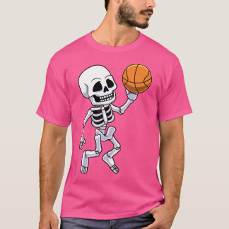Spooky Skeleton Basketball Player Boys Kids T-Shirt