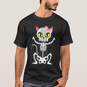 Spooky Skeleton Cat Halloween Costume T-Shirt