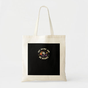 Spooky Skeleton Celebrating Halloween Eat Drink An Tote Bag