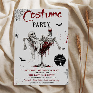 Spooky Skeleton Costume Halloween Party Invitation