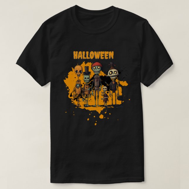 Spooky Skeleton Crew Halloween Party  T-Shirt (Design Front)