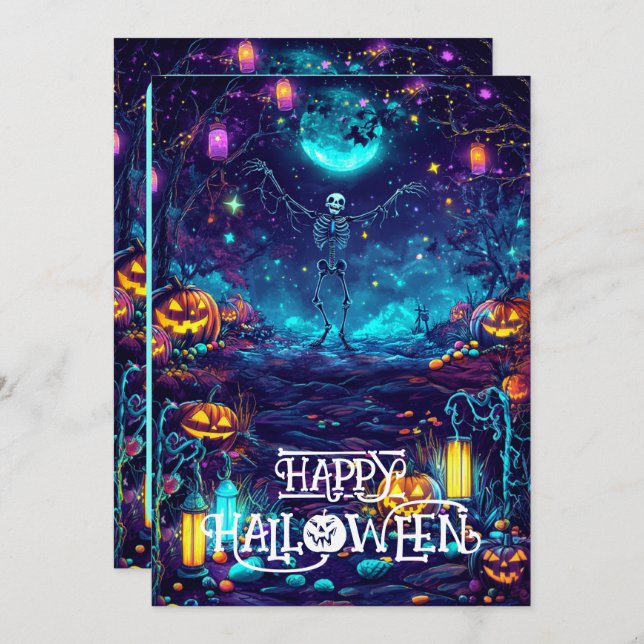 Spooky Skeleton Dance Card (Front/Back)