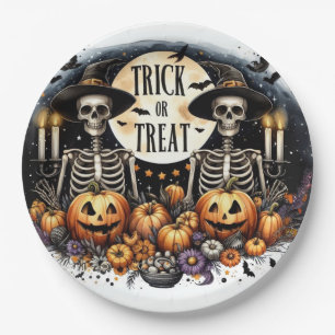 Spooky Skeleton Duo – Trick or Treat Paper Plates